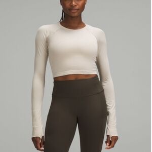 Swiftly Tech Cropped Long-Sleeve Shirt 2.0, Mojave Tan, Size 4